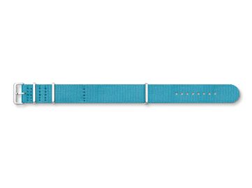 Türkisfarbenes NATO-Textilarmband von Thomas Sabo mit einer Breite von 20 mm, ausgestattet mit einer silbernen Schließe und feinen Löchern zur Anpassung.