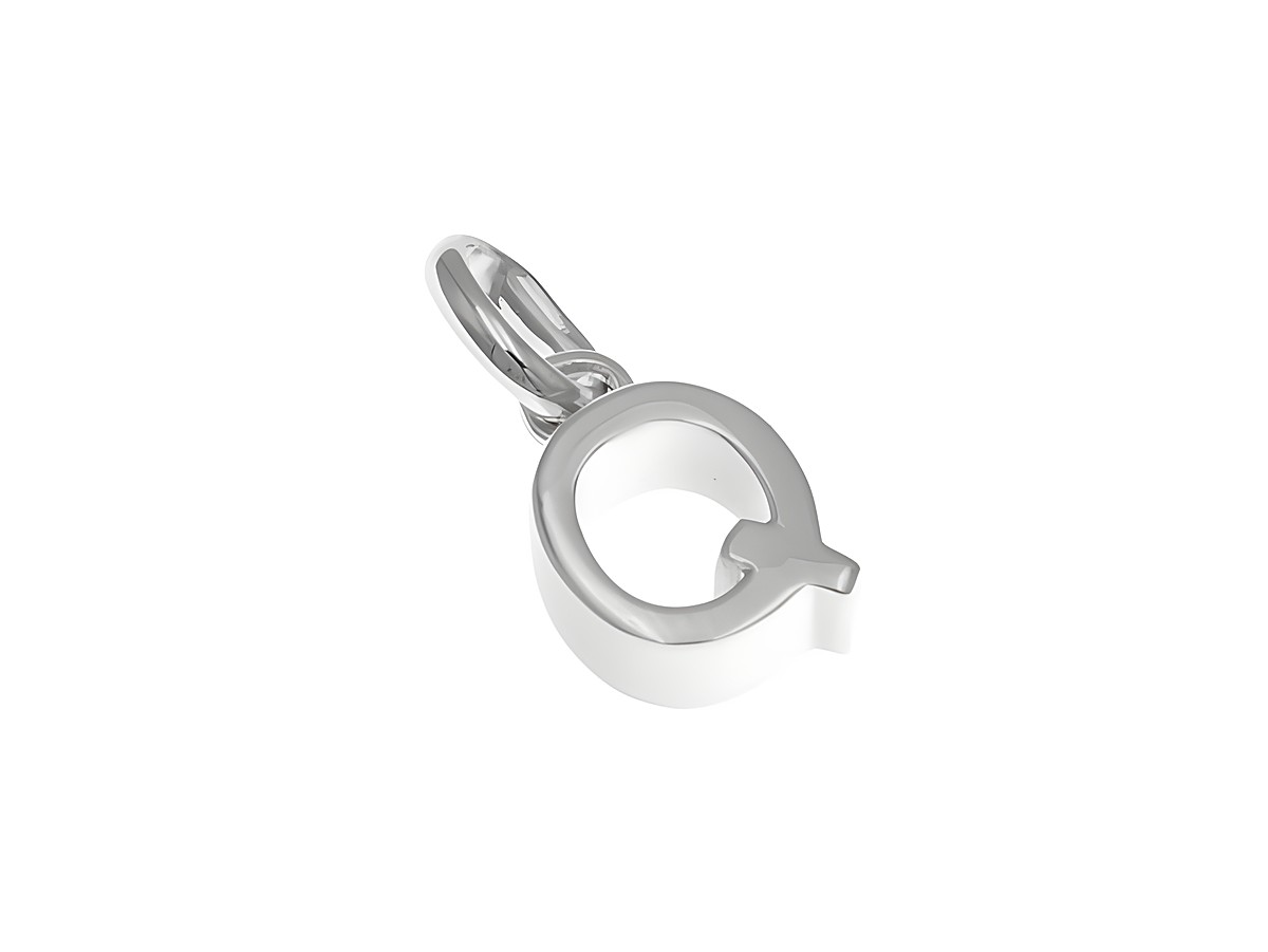 Anhänger aus sterling Silber in polierter und rhodinierter Ausführung, gestaltet als Buchstabe Q, Hersteller Juwelier Harnisch.