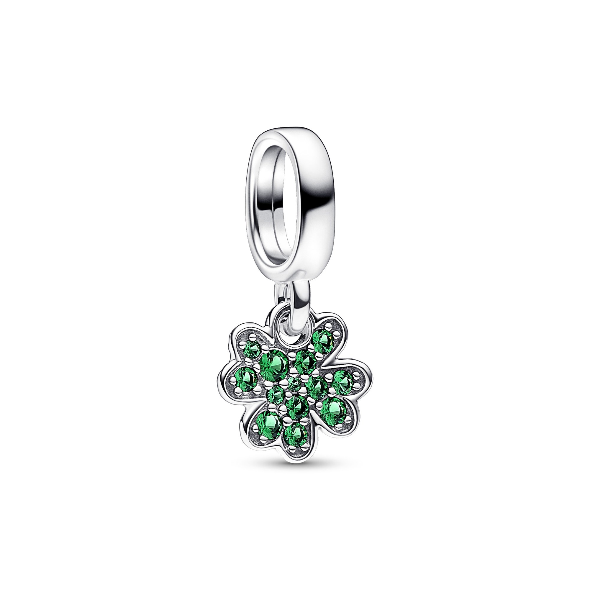 Pandora Vierblättriges Kleeblatt Charm Anhänger - Glücksbringer - Sterling Silber - Crystal Grün