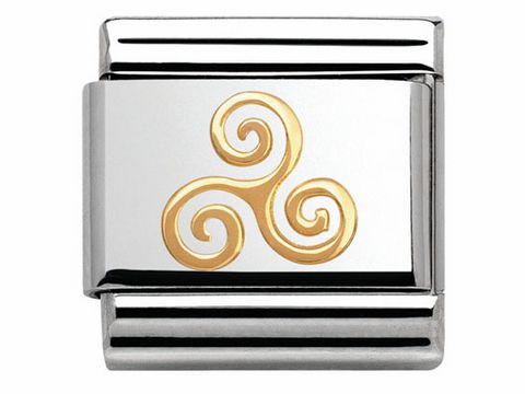 Edelstahlarmband mit einem goldenen Triskell-Motiv auf silbernem Grund, designed von Nomination, Modell Classic BICOLOR - 030119 06 - Triskell, ideal für einen stilvollen Look.