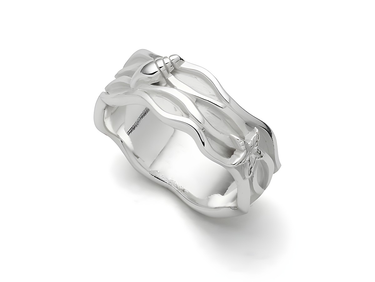 Sterling Silber Ring von DUR mit strandwellenförmigem Design in Größe 58, elegant und modern, ideal für jeden Anlass.