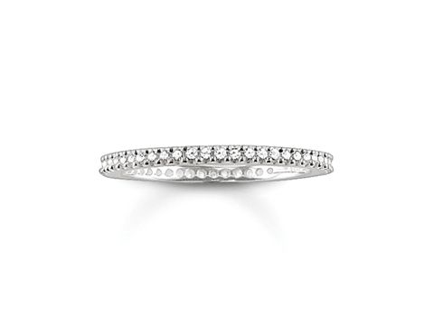 Silberner Ring von Thomas Sabo mit Zirkonia, Modell TR1980-051-14-56, Größe 56, elegant und schmal, ideal für jeden Anlass.