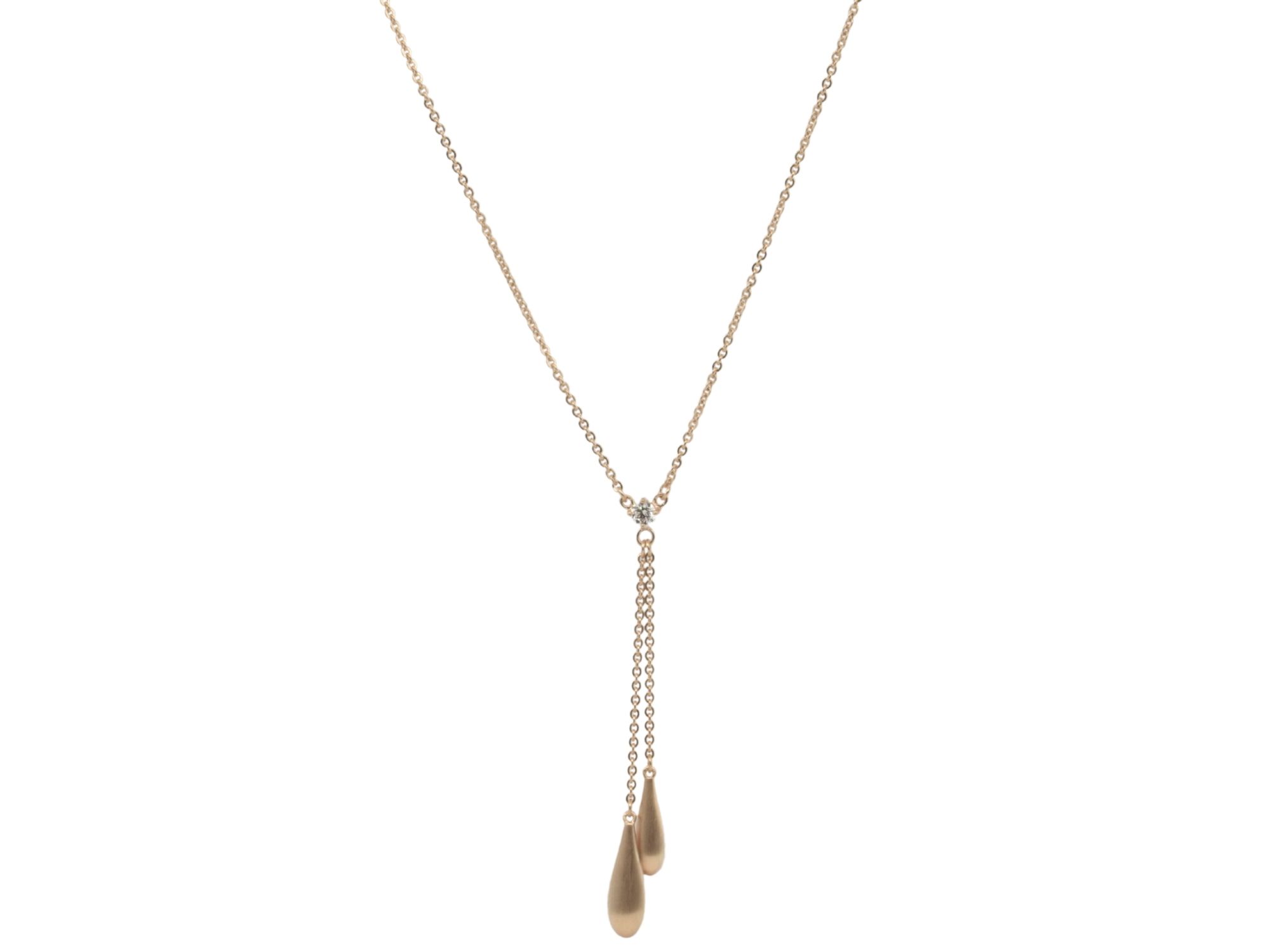 Kette Pendel Eleganz Y-Kette - Sterling Silber Roségold Verg. - Zirkonia 42+45 cm