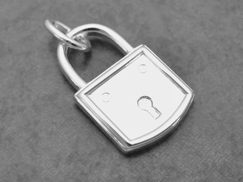 Silber Anhänger in Form eines Schlosses, unisex, Hersteller Juwelier Harnisch, schlichtes Design mit einem Schlüsselloch, ideal für diverse Motive.