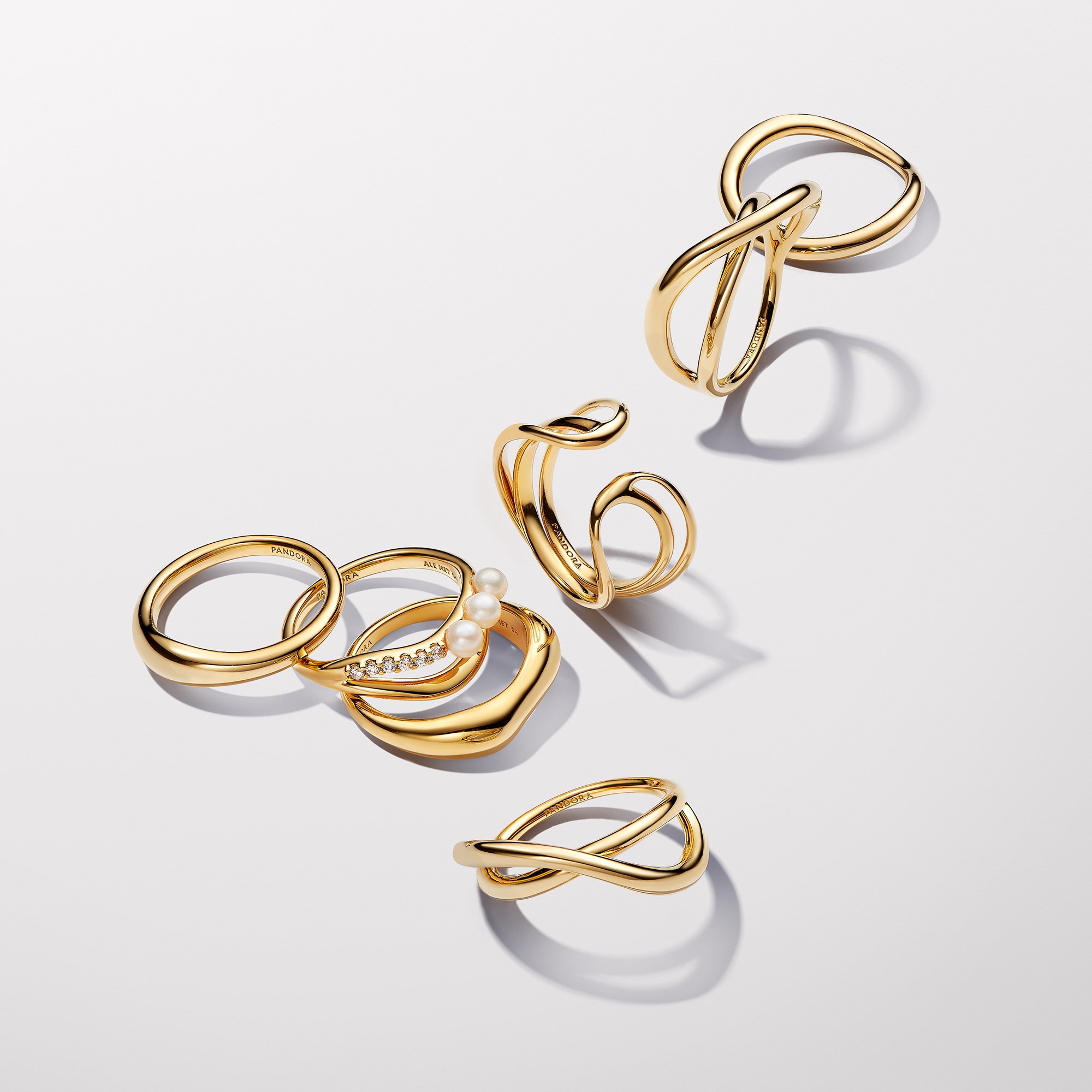 Pandora ESSENCE organisch geformter Bandring - Gelbgold verg. – Ansicht 2