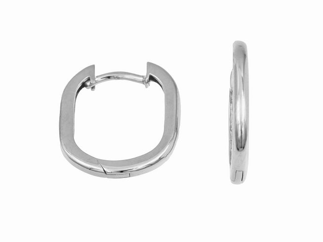 Creolen Rundrechteck 1,6 cm aus rhodiniertem Sterling Silber, Hersteller Juwelier Harnisch, bis 25 mm, elegant und modern gestaltet, perfekt für jeden Anlass.