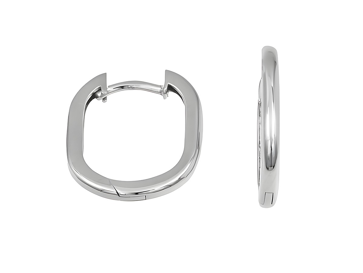 Creolen Rundrechteck 1,6 cm aus rhodiniertem Sterling Silber, Hersteller Juwelier Harnisch, bis 25 mm, elegant und modern gestaltet, perfekt für jeden Anlass.