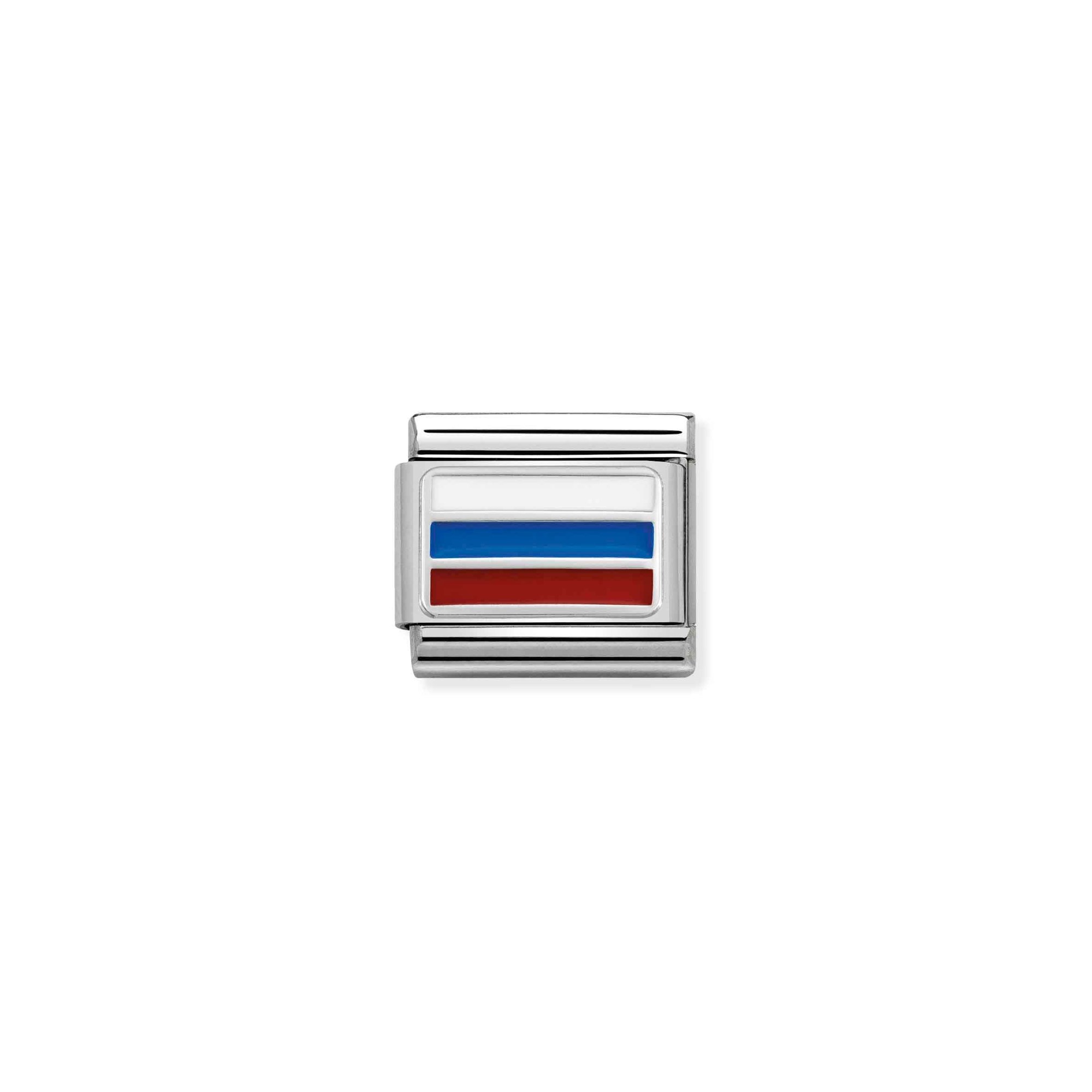 Nomination Composable Classic Charm Flagge Russland - Edelstahl, Sterling Silber, Emaille