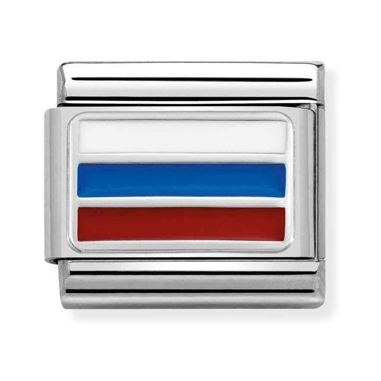 Nomination Composable Classic Charm Flagge Russland - Edelstahl, Sterling Silber, Emaille