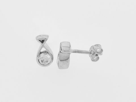 Ohrringe Silber rhod. mit christlichem Fisch-Design und Zirkonia, charmante Stecker von Juwelier Harnisch, ideal für jeden Anlass.