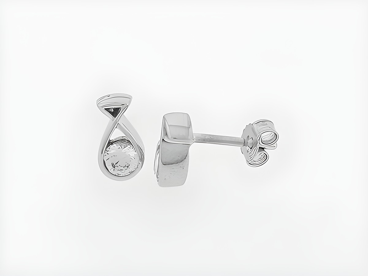 Ohrringe Silber rhod. mit christlichem Fisch-Design und Zirkonia, charmante Stecker von Juwelier Harnisch, ideal für jeden Anlass.
