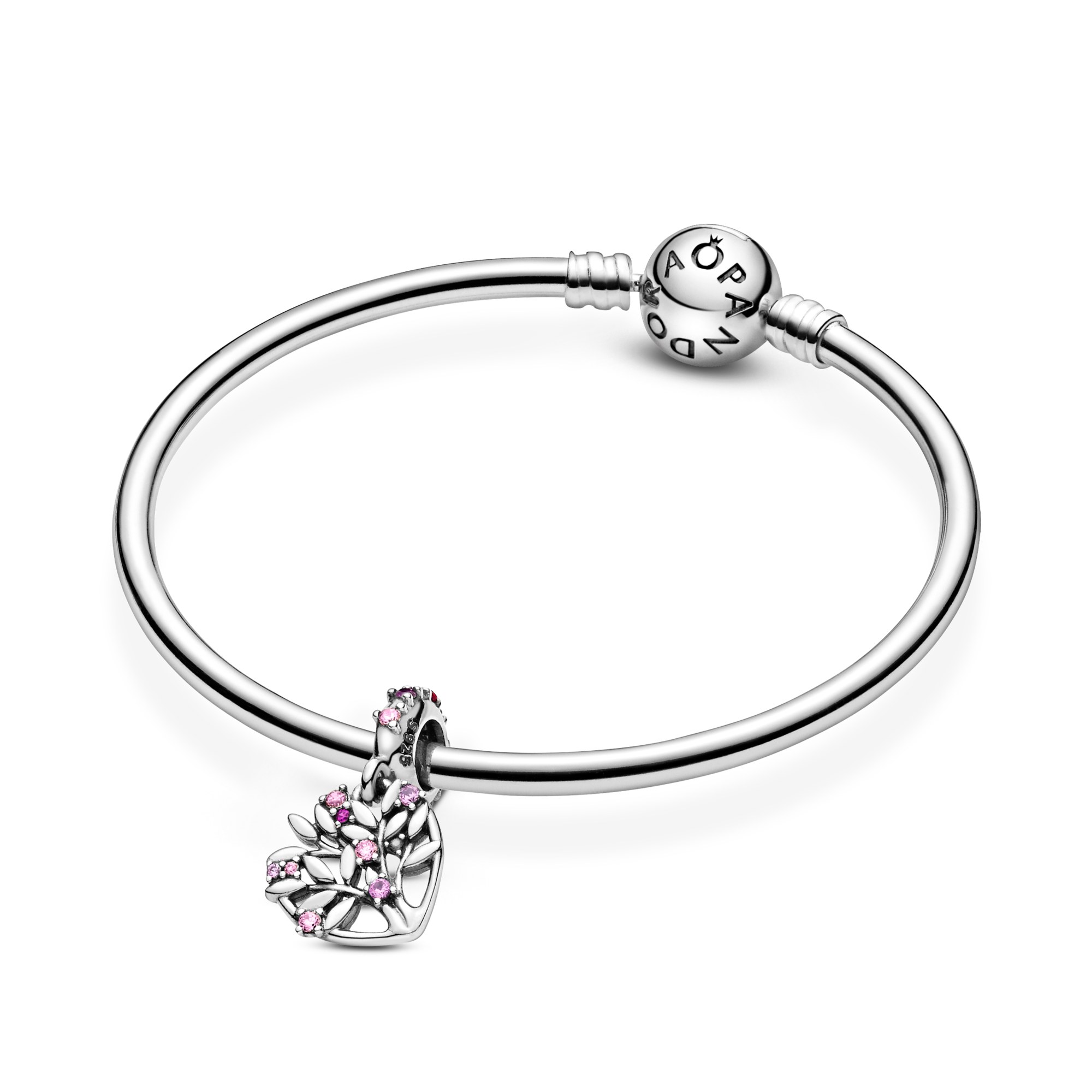 Pandora People - Charm - Rosa Herz Stammbaum - Silber - versch. Steine – Ansicht 5