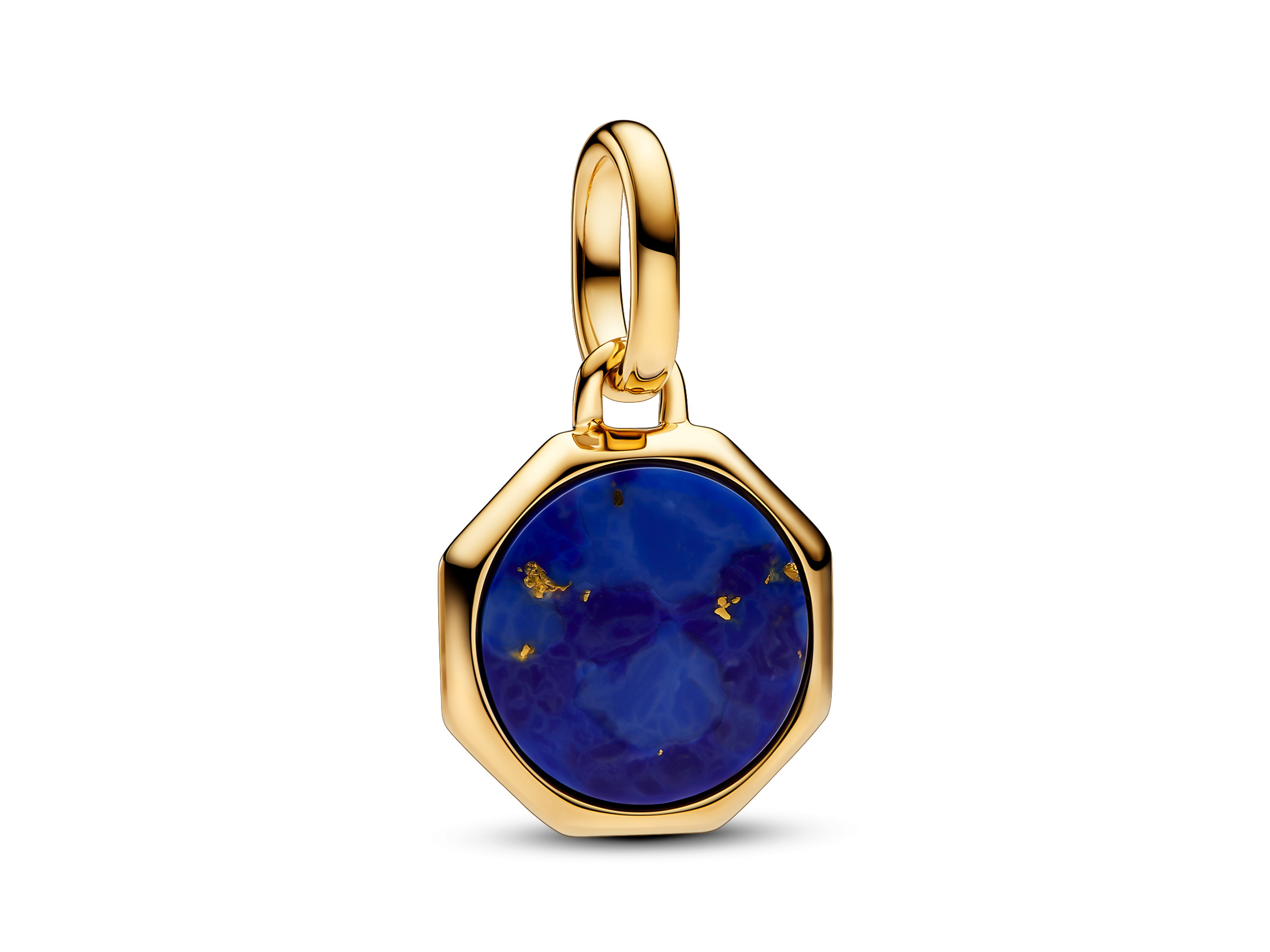 Blauer Mini Charm aus Gelbgold vergoldet mit synthetischem Lapis, in achteckiger Form gestaltet, ideal für die Kollektion Me & moments von Pandora.