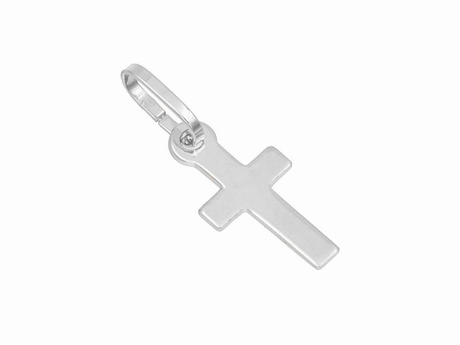 Anhänger Kreuz aus 585 Weißgold, poliert, klassisches Design, hergestellt von Juwelier Harnisch, ideal als Schmuckstück für jeden Anlass.