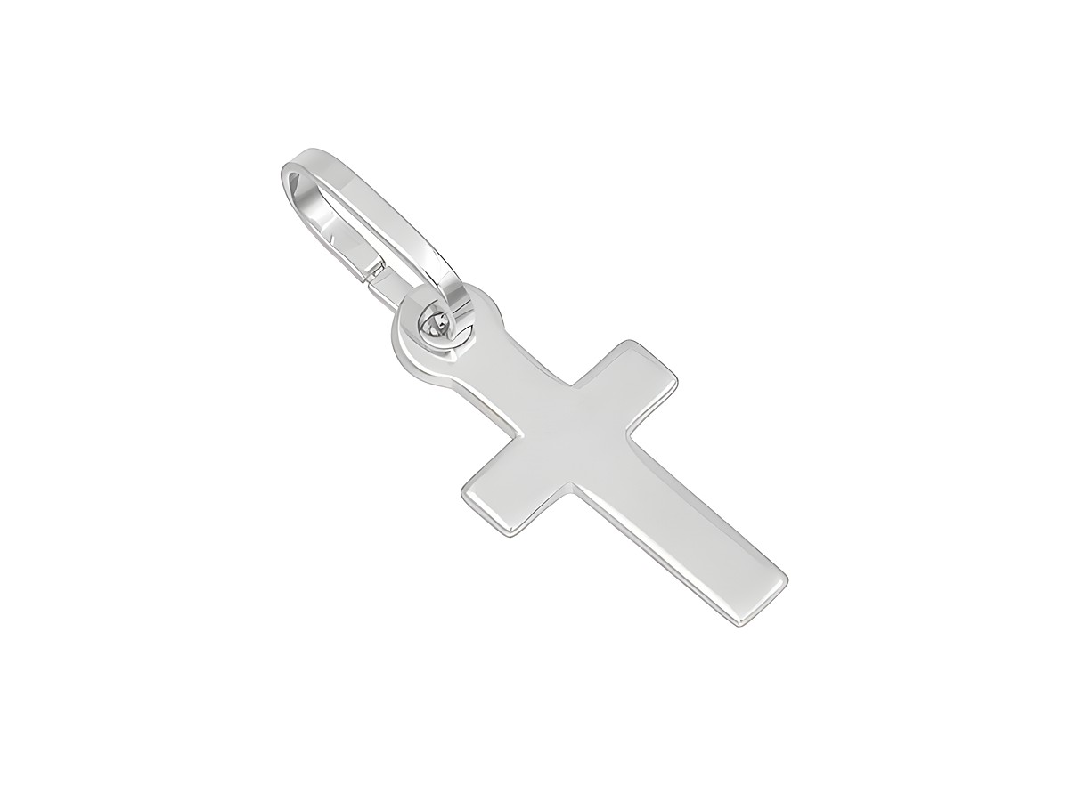 Anhänger Kreuz aus 585 Weißgold, poliert, klassisches Design, hergestellt von Juwelier Harnisch, ideal als Schmuckstück für jeden Anlass.