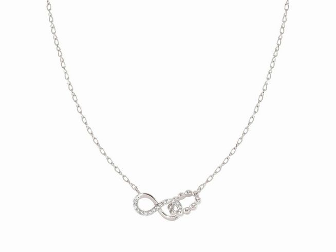 Sterling Silber rhodinierte Kette von Nomination LoveCloud mit einem eleganten Infinity-Zeichen und funkelnden Details, verstellbare Länge von 40 bis 46 cm.