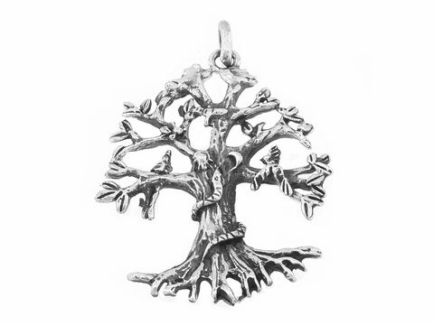 Baum Anhänger aus 925 Sterling Silber, eindrucksvoll verarbeitet, ca. 5 cm groß, Hersteller Juwelier Harnisch, ideal für Pflanzenliebhaber und Schmuckenthusiasten.