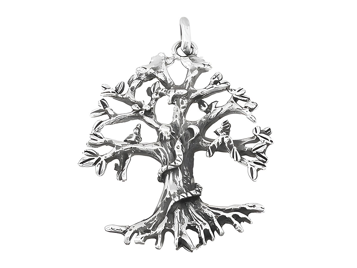 Baum Anhänger aus 925 Sterling Silber, eindrucksvoll verarbeitet, ca. 5 cm groß, Hersteller Juwelier Harnisch, ideal für Pflanzenliebhaber und Schmuckenthusiasten.