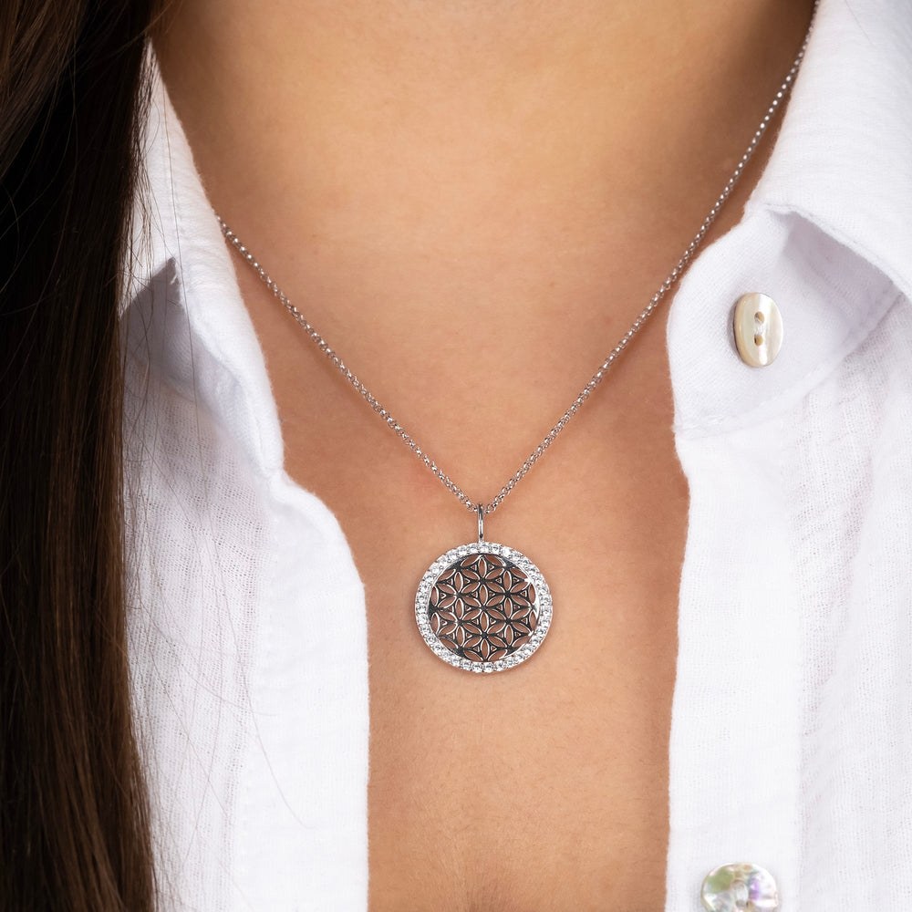 Engelsrufer LEBENSBLUME Kette mit Zirkonia - Silber rhodiniert 21 mm 45cm – Ansicht 3