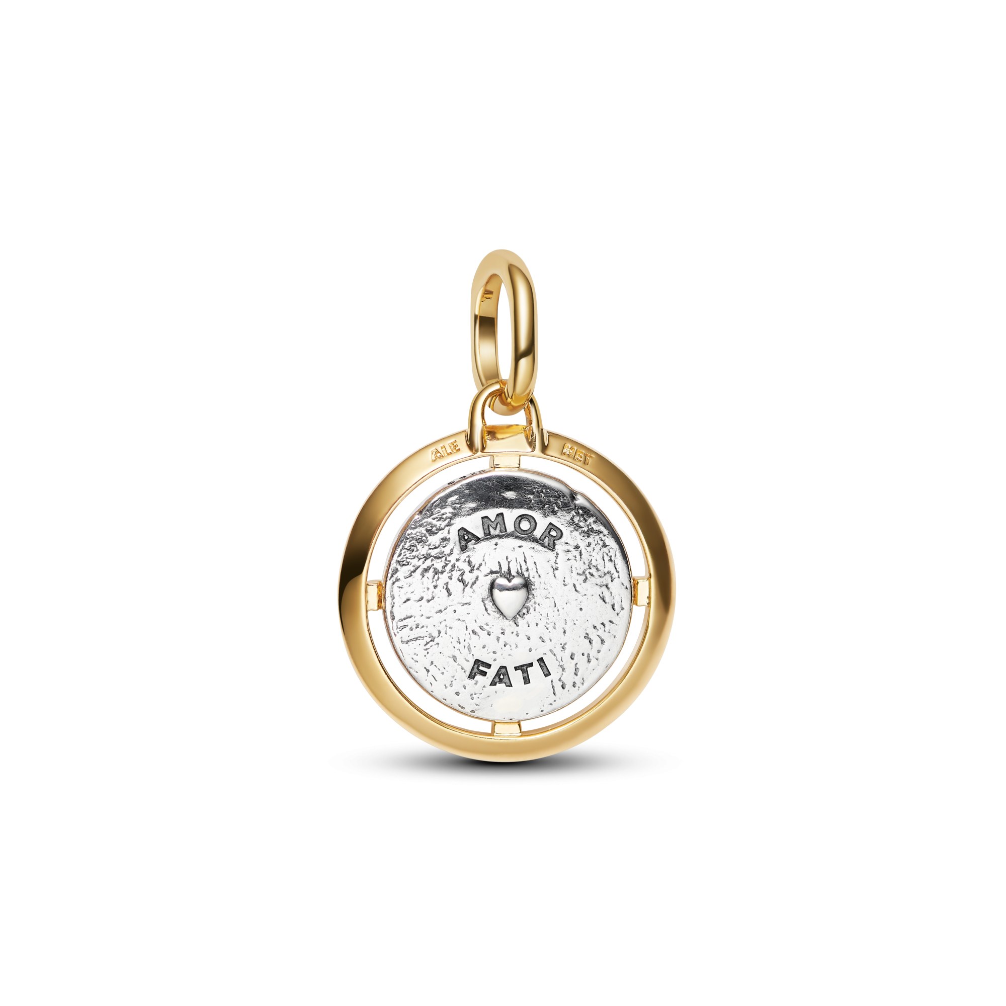 Pandora Me - Amor Medaillon-Charm Anhänger - Silber & Gelbgold Vergoldung - Zirkonia - AMOR FATI – Ansicht 3