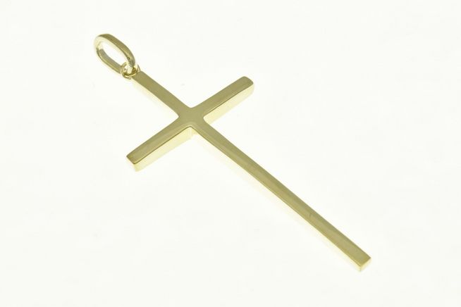 Kreuz Anhänger aus Sterling Silber, gelbgold vergoldet, schlicht und elegant, hergestellt von Juwelier Harnisch, ideal als zeitloses Schmuckstück.