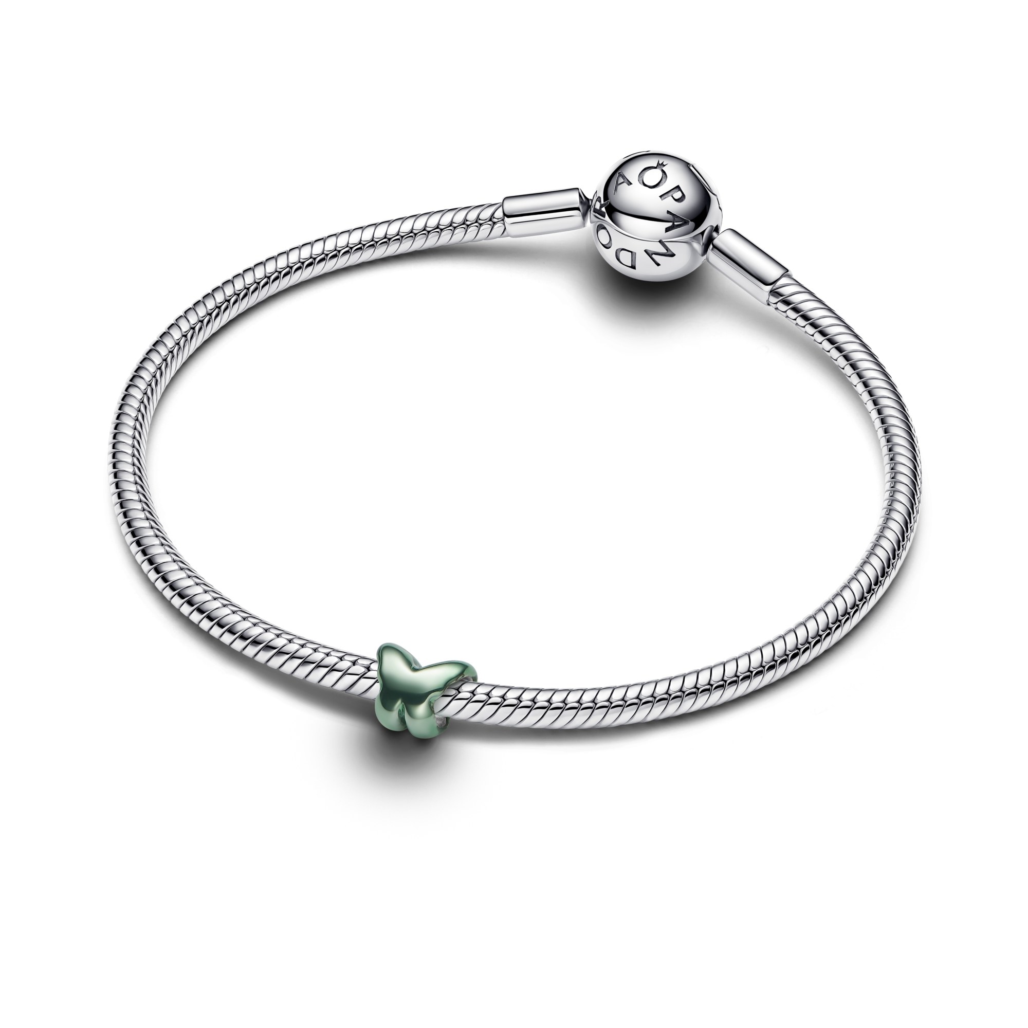 Pandora Grüner Schmetterling Mini-Charm - Sterling Silber - Emaille Grün – Ansicht 2