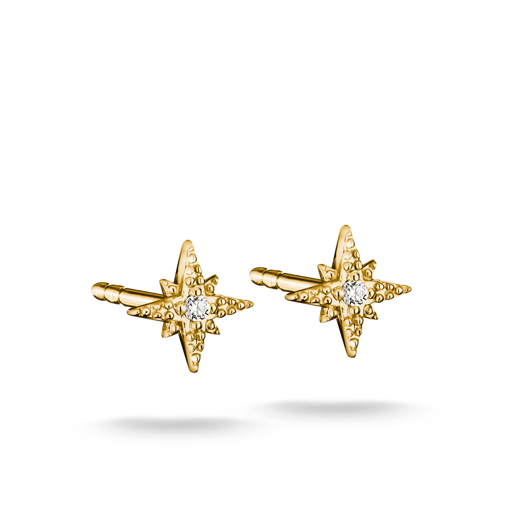 Zwei funkelnde Ohrstecker in Sternform aus 18k Gelbgold Vergoldung, verziert mit Zirkonia. Elegant und modern, ideal für jeden Anlass. Hersteller Thomas Sabo, Neuheiten.