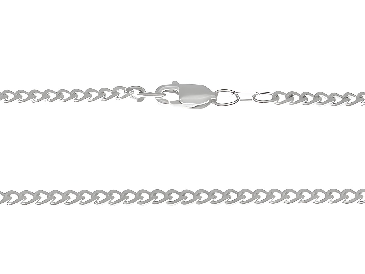Silberkette aus Sterling Silber in Panzerkette-Optik, Größe 2,7 x 1,4 mm, Länge 40 cm, mit sicherem Verschluss, vom Hersteller Juwelier Harnisch, Stärke ab 2,2 mm.