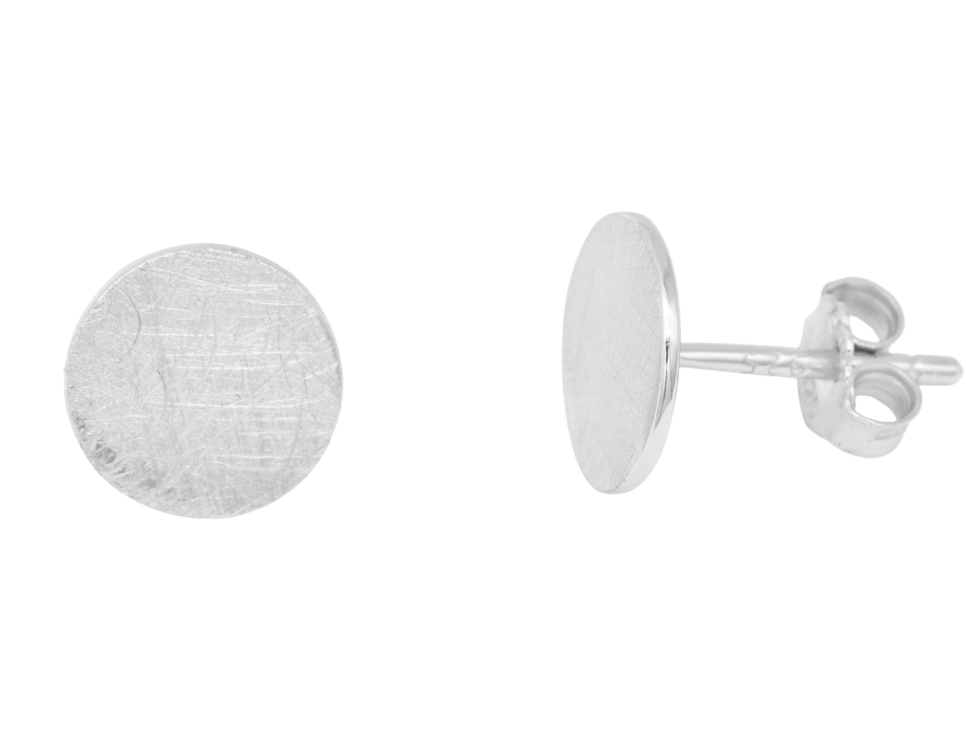 Ohrringe Ohrstecker Flache Platte - Sterling Silber 925 - eismatt rhodiniert