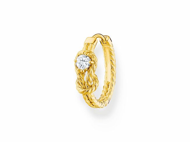 Thomas Sabo Creole 1 Stück CR695-414-14 aus vergoldetem Sterling Silber mit Zirkonia, filigranes Design und eleganter Ausstrahlung, idealer Ohrschmuck für besondere Anlässe.