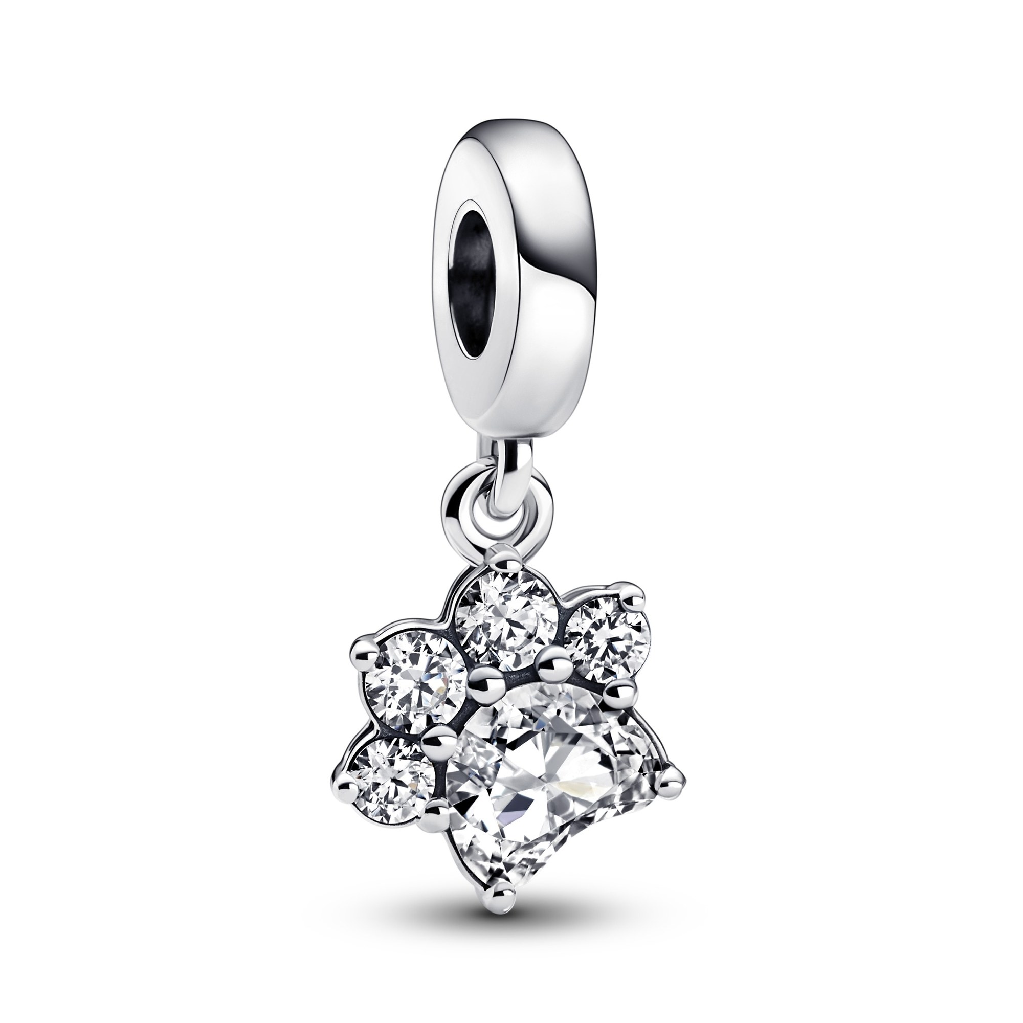 Pandora Funkelnder Pfotenabdruck Charm-Anhänger - Sterling Silber + Zirkonia - Klar