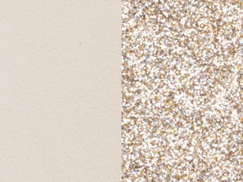 Les Georgettes Leder Armreifen Einsatz C4000 in Creme und Gold Glitzer, 8 mm, bietet eine elegante Kombination aus schlichtem Leder und funkelndem Glitzer. Ideal für modische Akzente.
