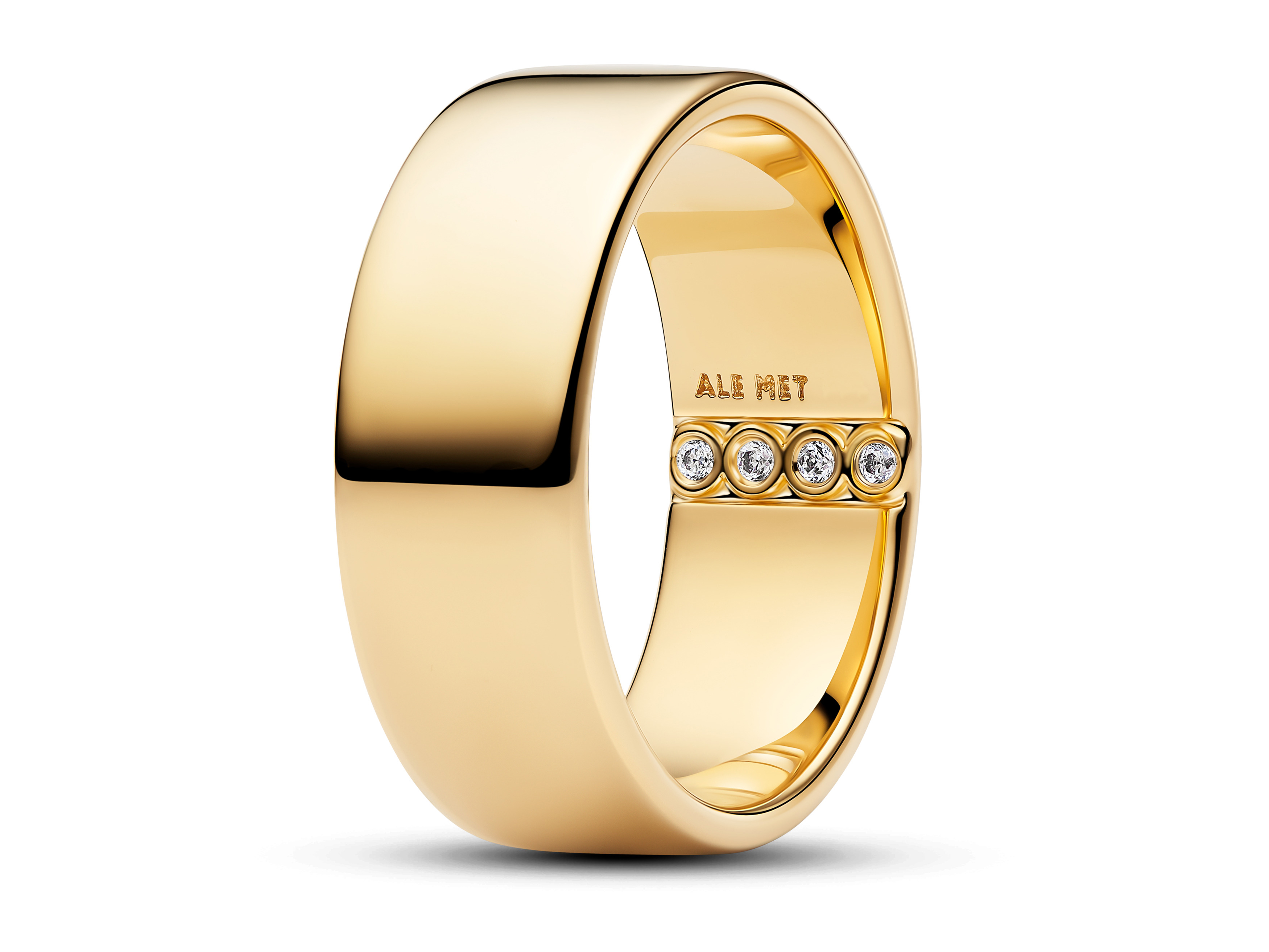 Pandora 164774C01-60 - Klassischer breiter Bandring - Gelbgold Vergoldung - Zirkonia - Gr. 60