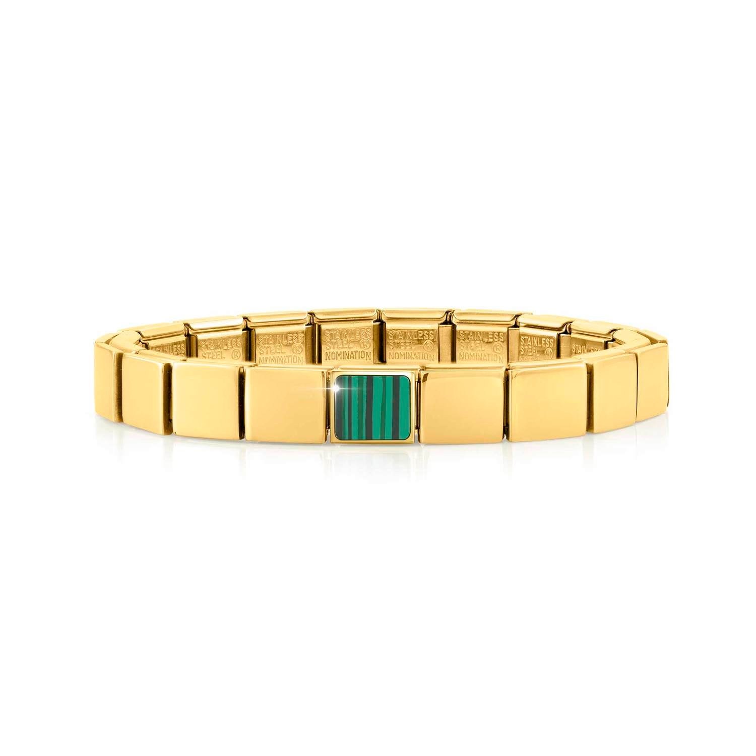 Nomination Classic GLAM Armband Edelstahl Gelbgold - Square MALACHITE