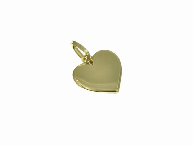 Gravurplatte Herz klein aus Gold 333 als Anhänger, Hersteller Juwelier Harnisch, ideal für persönliche Gravuren, glänzende Oberfläche und elegantes Design.