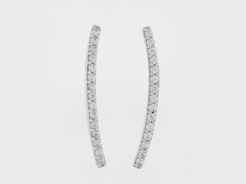 Ohrringe Silber rhod. mit Stäbchen-Design, funkelnden Zirkonia als Blickfang, Steckerverschluss, Hersteller Juwelier Harnisch, elegante Schmuckstücke für besondere Anlässe.