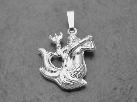 Anhänger Sternzeichen Wassermann aus rhodiniertem Sterling Silber, plastische Darstellung des Wassermann-Symbols, Hersteller Juwelier Harnisch, ideal als Schmuckstück für Wassermann-Geborene.