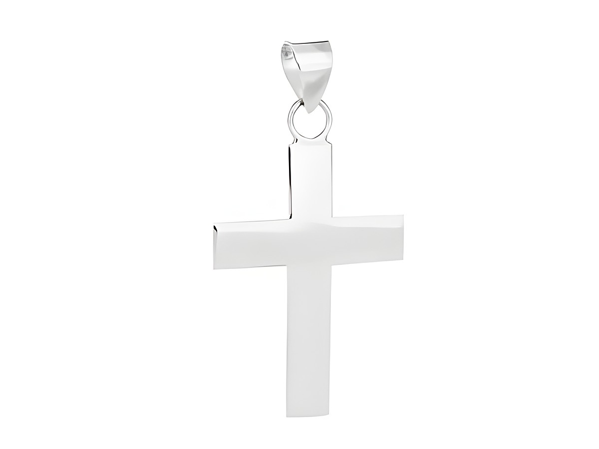 Anhänger Kreuz aus Silber, schlichtes Design, Hersteller: Juwelier Harnisch, ideal als religiöses Schmuckstück.
