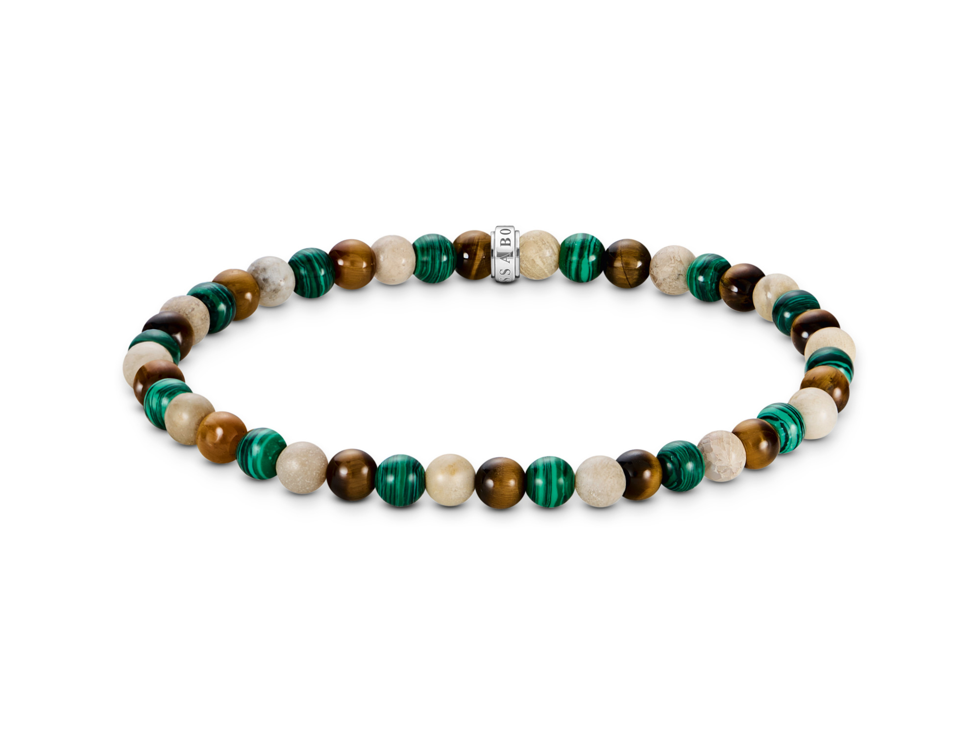 Buntes Bead Armband von Thomas Sabo mit verschiedenen Perlen in verschiedenen Farbtönen, 17 cm lang, Modell A2183-468-7-L17, Teil der Kollektion Rebel Basics, Neuheit.