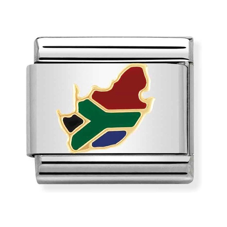 Nomination Composable Classic Charm Karte Südafrika - Edelstahl, Gelbgold, Emaille