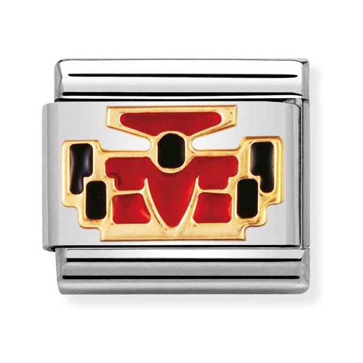 Nomination Composable Classic Charm Formel 1 Auto rot - Edelstahl, Gold 750 Gelbgold, Emaille