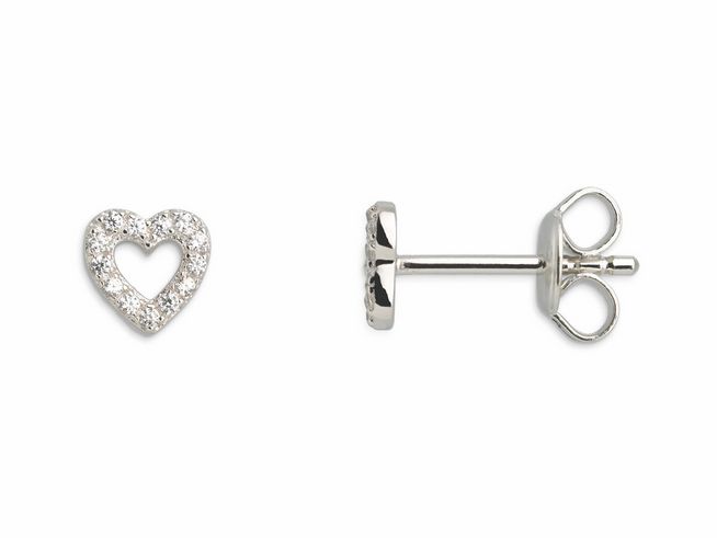Xenox Sterling Silber Ohrringe XS2935 LOVE STORY-OS Herz in strahlendem Design mit funkelnden Zirkonia-Steinen, idealer Ohrschmuck für jeden Anlass.