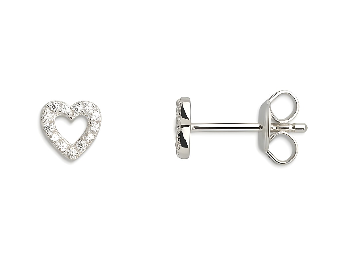 Xenox Sterling Silber Ohrringe XS2935 LOVE STORY-OS Herz in strahlendem Design mit funkelnden Zirkonia-Steinen, idealer Ohrschmuck für jeden Anlass.