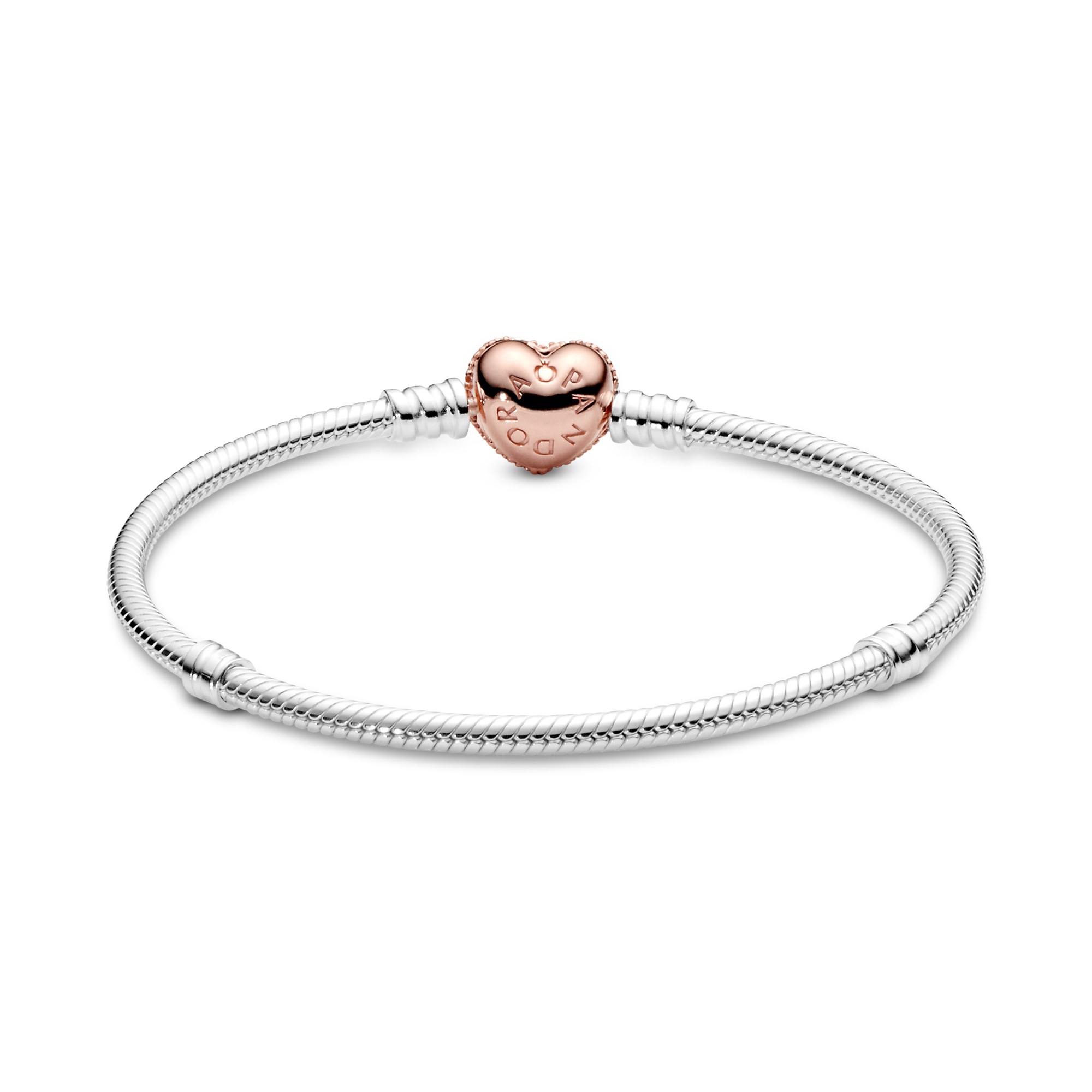PANDORA Armband Pavé-Herzverschluss PANDORA Rose, Silber – Ansicht 2