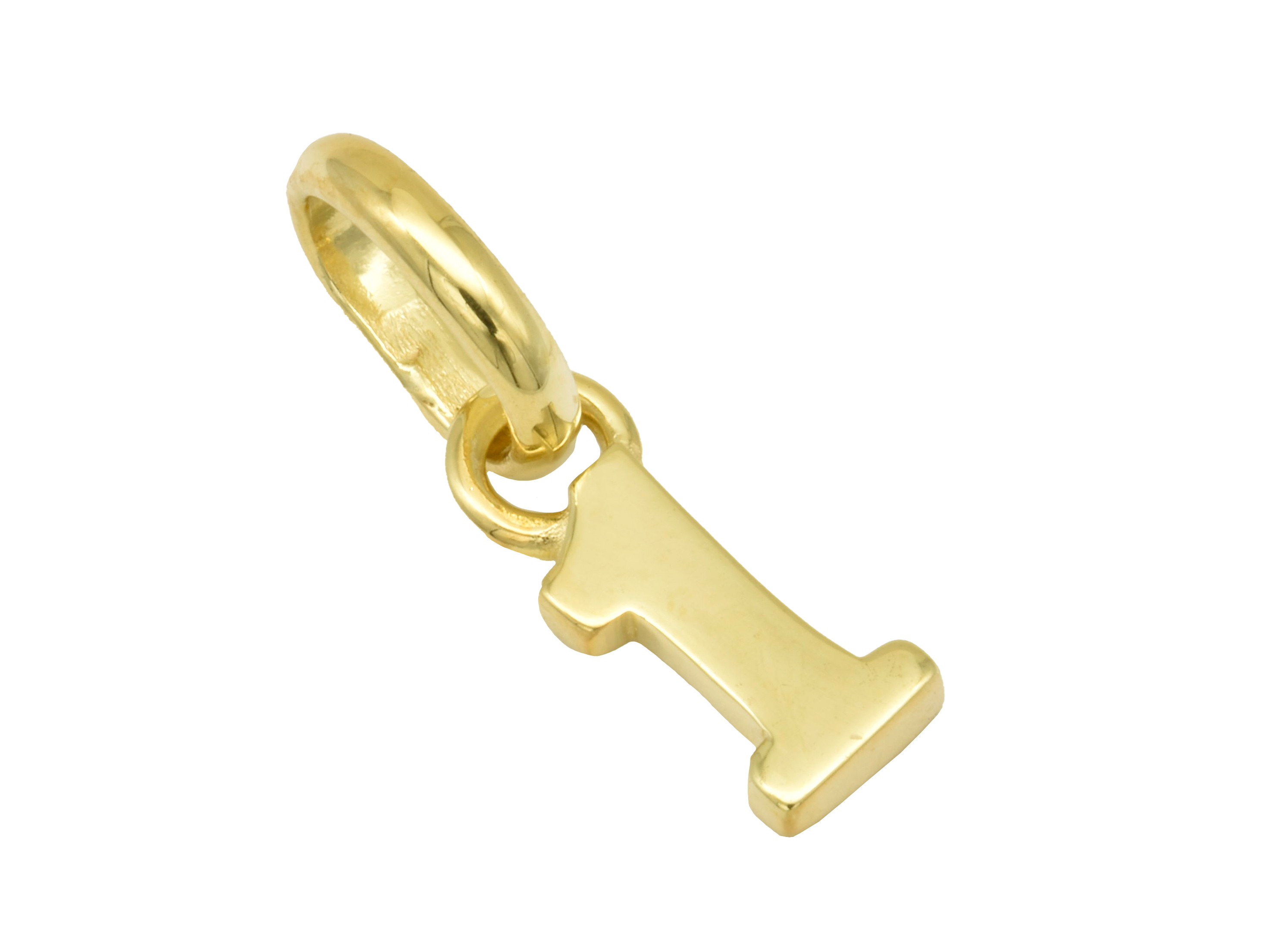 Gold Anhänger mit der Zahl 1 aus poliertem Gelbgold, symbolisiert Glückszahlen, gefertigt von Juwelier Harnisch, ideal als persönliches Schmuckstück.