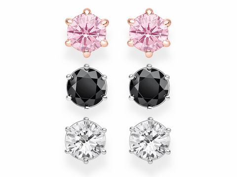 Ohrstecker von Thomas Sabo im Set SCHH150218, zwei Paar: pinke Steine und schwarze sowie klare Steine, elegantes Design in verschiedenen Farben, ideal für jeden Anlass.