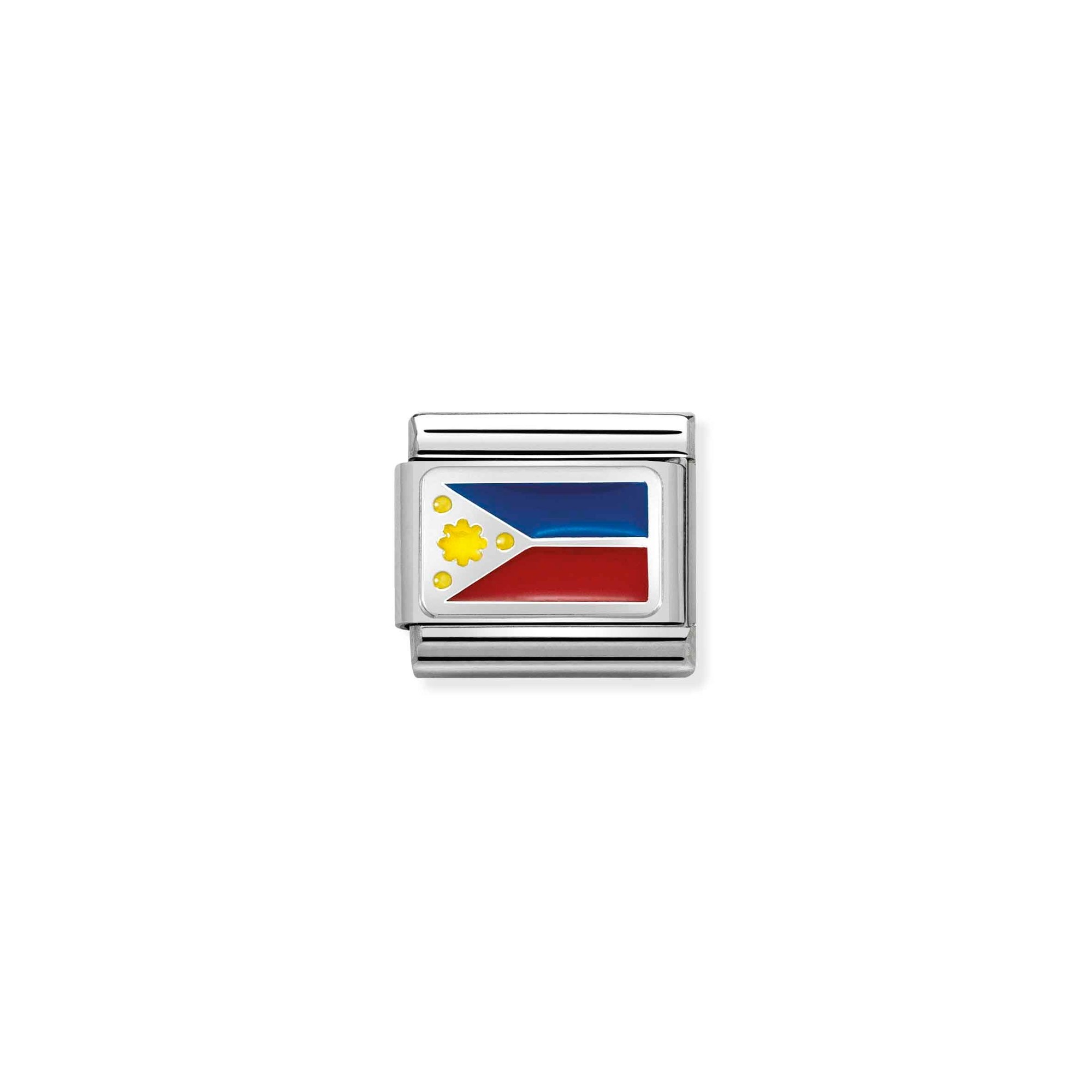 Nomination Composable Classic Charm Flagge Philippinen - Edelstahl, Sterling Silber, Emaille