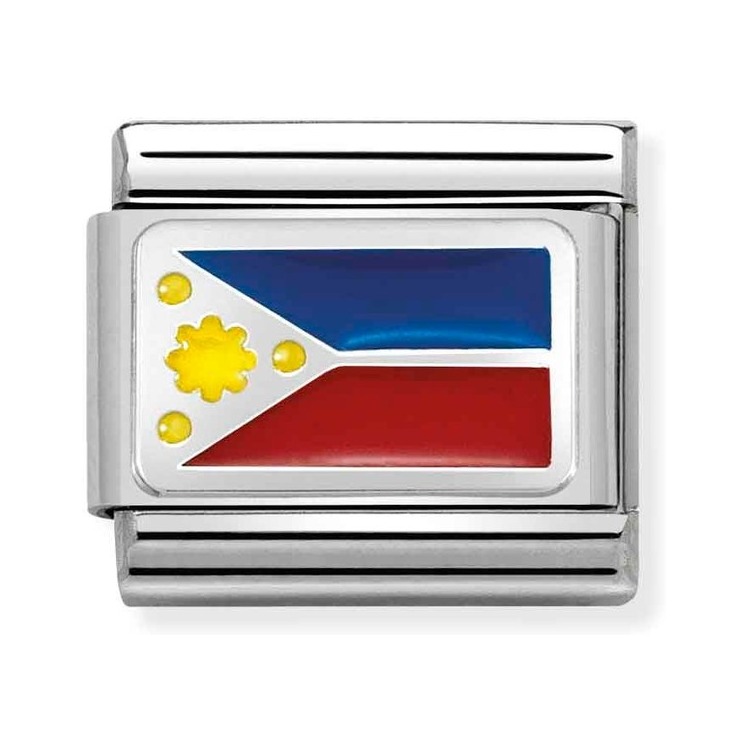 Nomination Composable Classic Charm Flagge Philippinen - Edelstahl, Sterling Silber, Emaille
