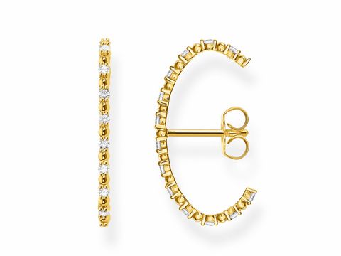 Ohrringe aus Silber und Gelbgold mit klaren Zirkonia-Steinen, Teil der Thomas Sabo Charming Collection, elegantes Design, hochwertiger Ohrschmuck, geeignet für besondere Anlässe.