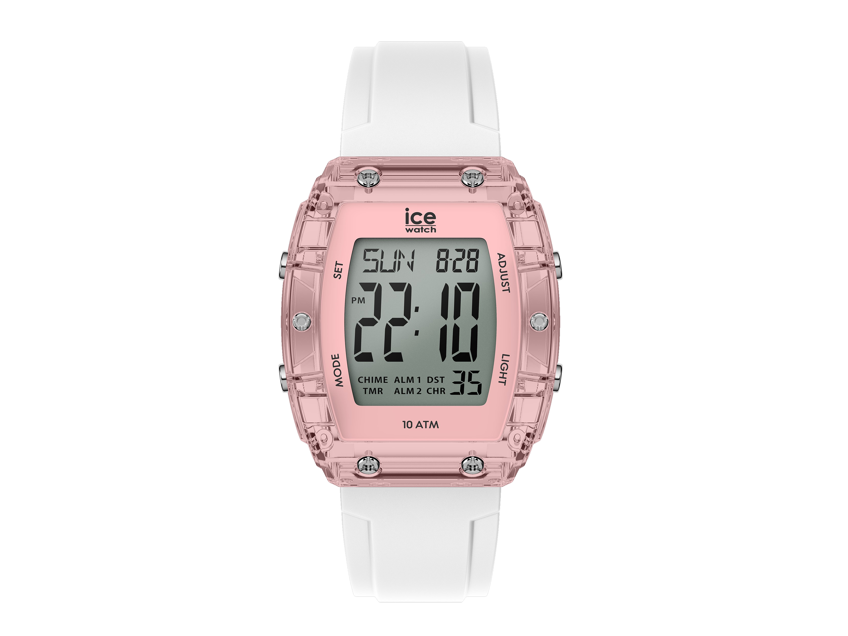 Ice Watch 024566 ICE digit boliday in rosa pink mit digitalem Ziffernblatt und weißem Armband, kleine Größe, moderner Look, ideal für stilbewusste Trägerinnen, neu und trendy.
